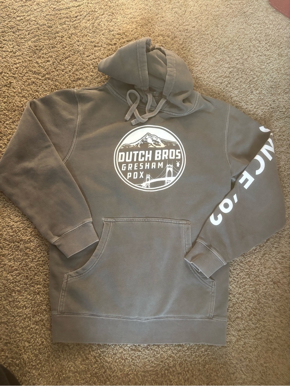 Dutch Bros Gray Pullover Hoodie with White Logo